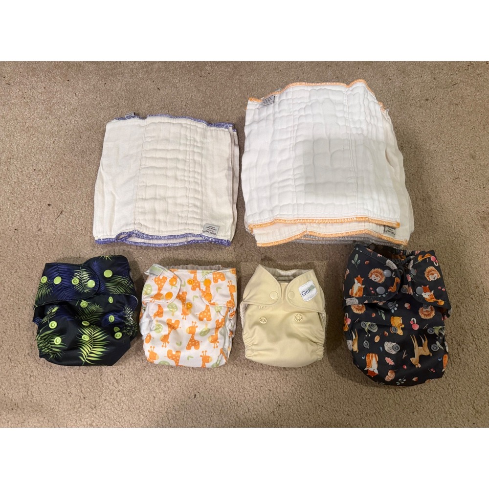 Grovia Blueberry Cloth Diaper Bundle Kids NB Premie Multicolor Inserts Covers
